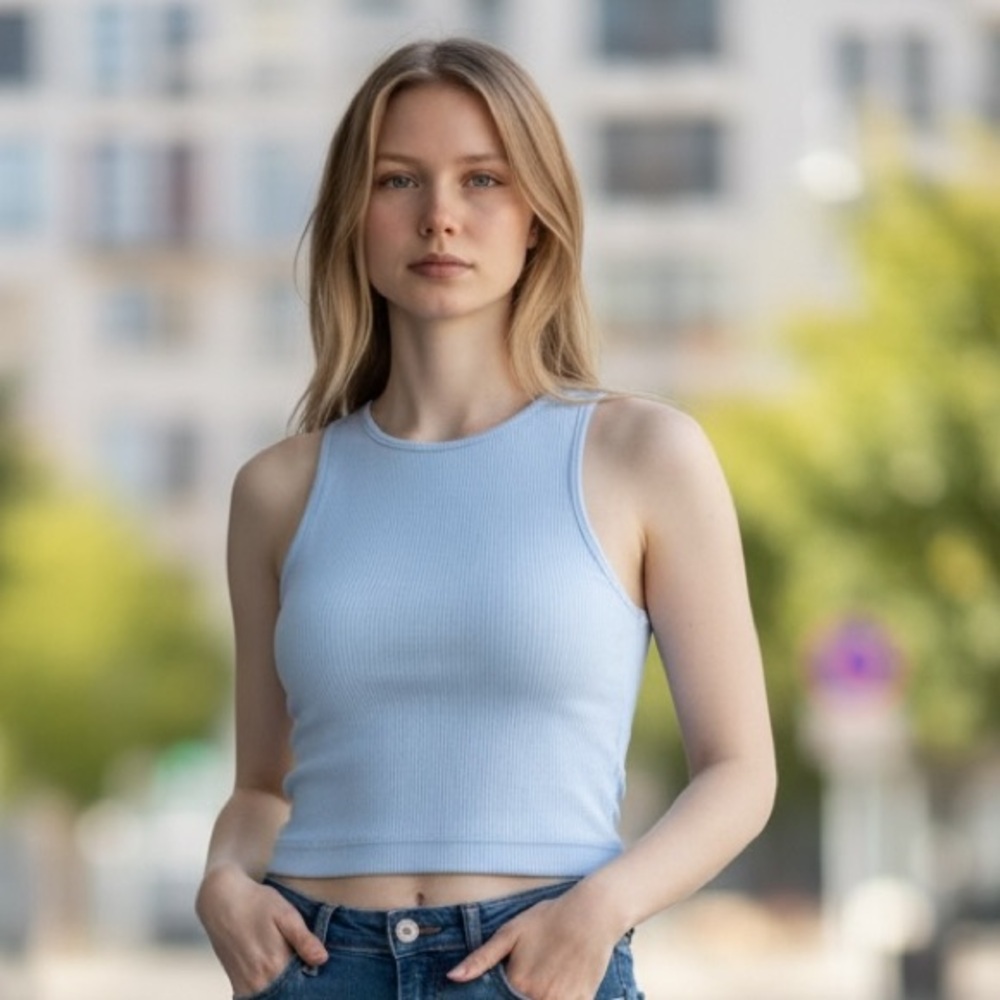 #21 Garage Classic light blue Ribbed Tank Top